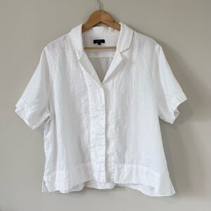 Quince 100% European Linen Short Sleeve Shirt White Sz XL EUC